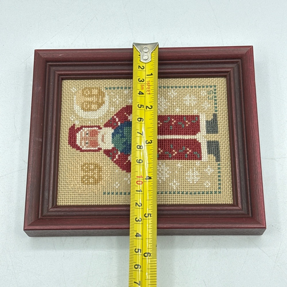 Vtg The Prairie Schooler Framed Cross Stitch Yearly Santa Christmas Americana - Picture 7 of 8